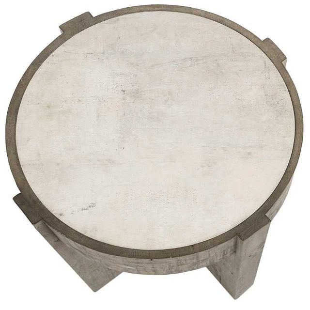 Classic Home Sonoma Antique White 26" Round End Table with Distressed Gray Base-3