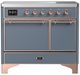 Ilve® Majestic III 40" Blue Gray Pro Style Induction Range with Solid Door and Copper Trim-0