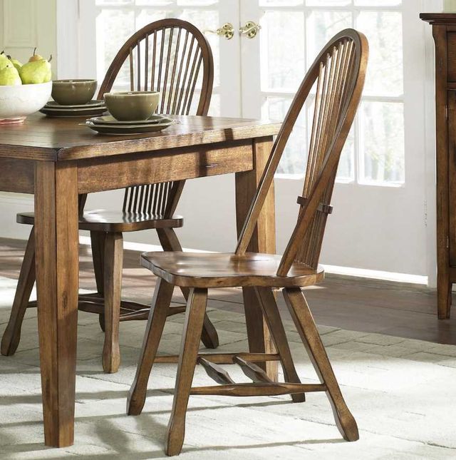 Liberty Furniture Treasures Rustic Oak Bow Back Dining Side Chair-1