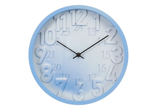 Monarch Specialties Inc. Blue 12" Wall Clock with White Numbers and 24-Hour Format-0