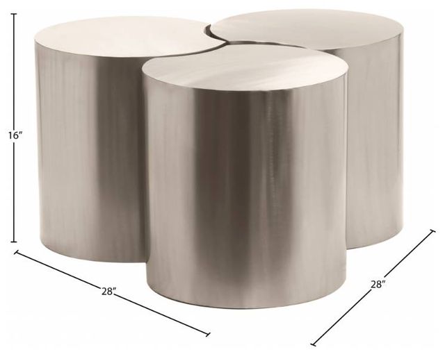 Meridian Furniture Dimple 3-Piece Silver 16" Modular Nesting Coffee Table Set-3
