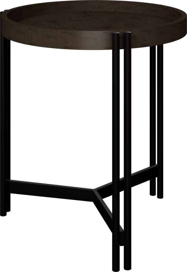 Emerald Home Huron Dark Cocoa Side Table with Black Base-3