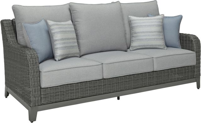 Signature Design by Ashley® Elite Park Gray Aluminum/Fabric/Resin Wicker Outdoor Sofa with Cushion-0