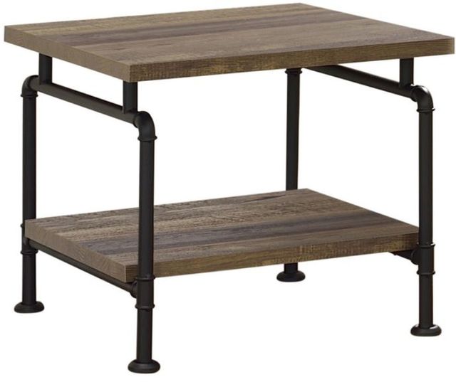 Coaster® Rustic Oak Shelf Storage End Table with Black Metal Frame -0