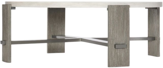 Bernhardt Foundations Linen Cocktail Table with Light Shale Base-0