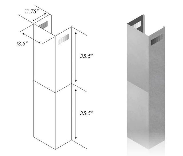 ZLINE 36" Stainless Steel Chimney Extension-2
