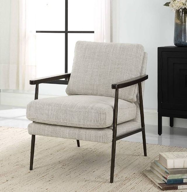 Uttermost® Sebastian Dark Bronze/Ivory Accent Chair-1