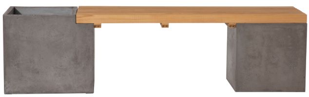Dovetail Furniture Bowman Dark Gray/Natural Concrete/Wooden Outdoor Bench-1