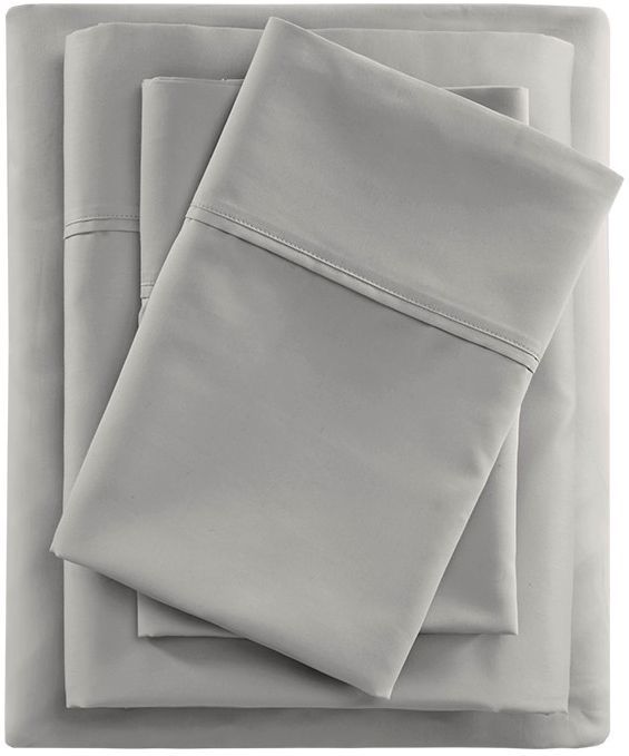 Olliix by Beautyrest Grey California King 400 Thread Count Wrinkle Resistant Cotton Sateen Sheet Set-0