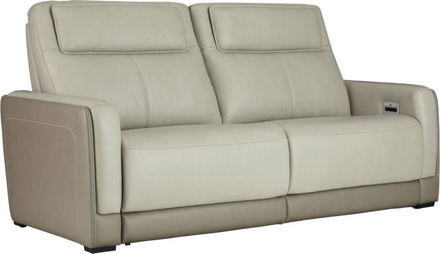 Signature Design by Ashley® Battleville Almond Power Reclining Sofa with Adjustable Headrest-0