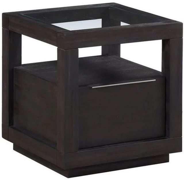 Modus Furniture Oxford Glass Top End Table with Basalt Gray Base-0