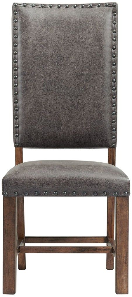 Elements International Gramercy Gray/Walnut Straight Leg Dining Side Chair-1