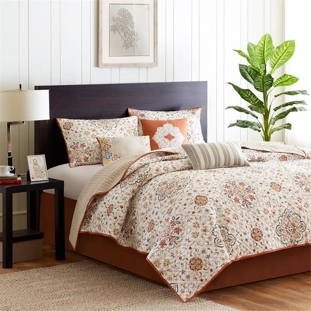 Olliix by Madison Park 6 Piece Ivory Full/Queen Tissa Reversible Coverlet Set-1
