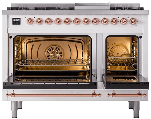 Ilve® Nostalgie II Series 48" White Pro Style Dual Fuel Range-1
