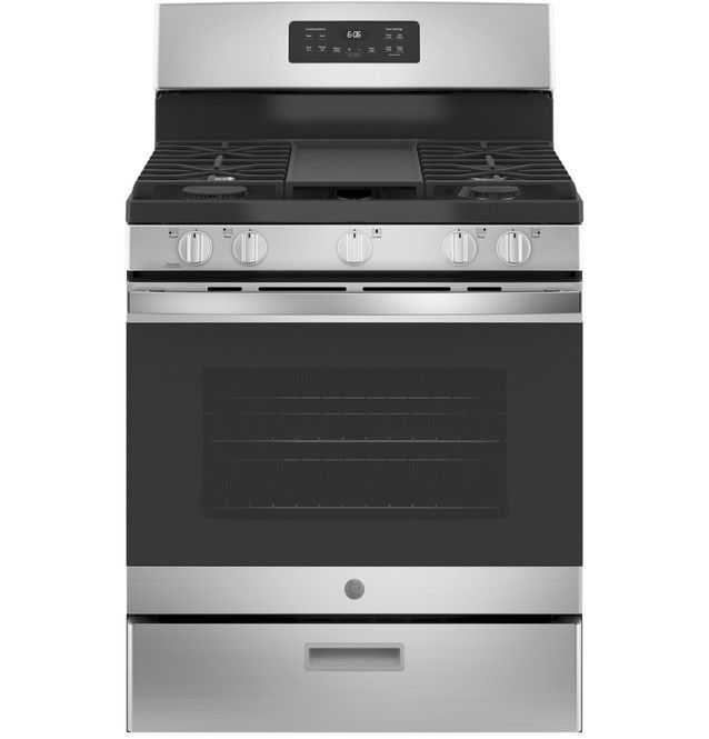 GE® 30" Black/Stainless Steel Freestanding Gas Range-0