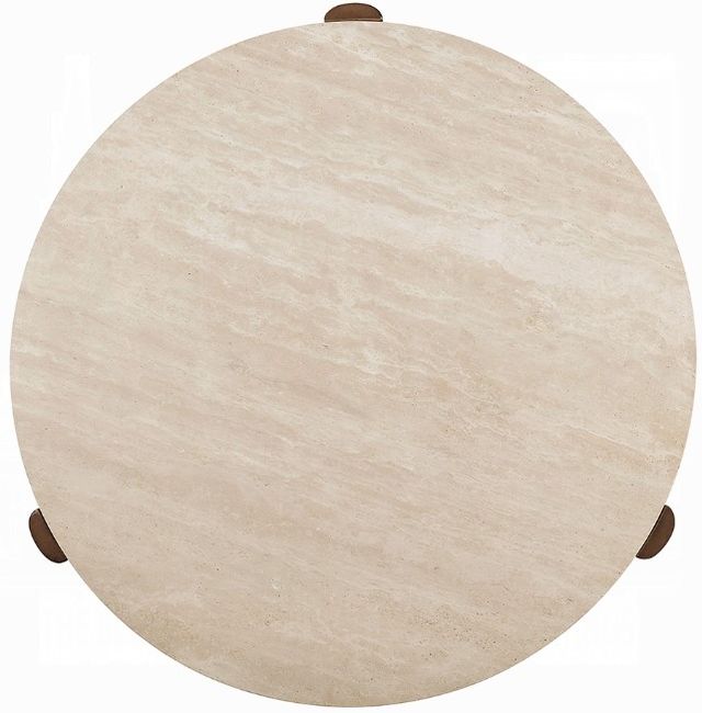 ACME Furniture Leonardo Beige Coffee Table with Dark Oak Base-4