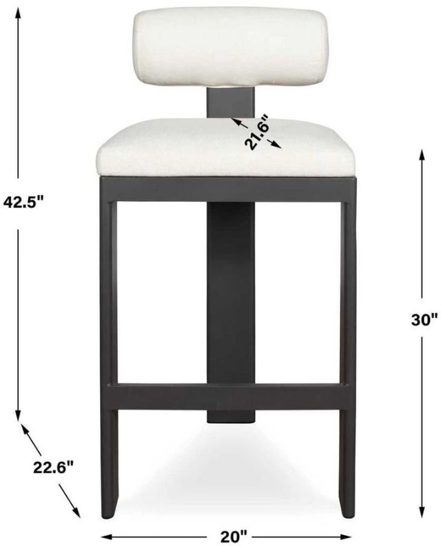 Uttermost® Bolster Back Java Black/Oyster Aluminum/Fabric Outdoor Bar Stool-1