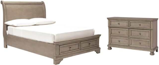 Signature Design by Ashley® Lettner 2-Piece Light Gray Full Sleigh Bed Set-0