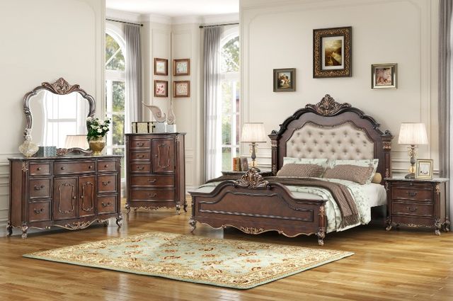 New Classic® Home Furnishings Constantine 4-Piece Cherry Queen Panel Bedroom Set-1