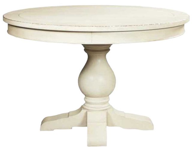 Riverside Furniture Aberdeen Weathered Worn White 18" Leaf Round Dining Table-1