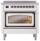 Ilve® Nostalgie II Noblesse 36'' White Pro Style Induction Range with Burnished Trim-1