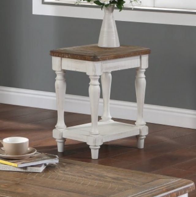 Winners Only® Augusta Rustic Brown 14" Chair Side Table with White Base-2