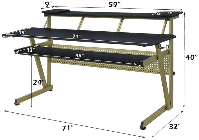 ACME Furniture Saida Black/Carbon Gray Music Desk-2
