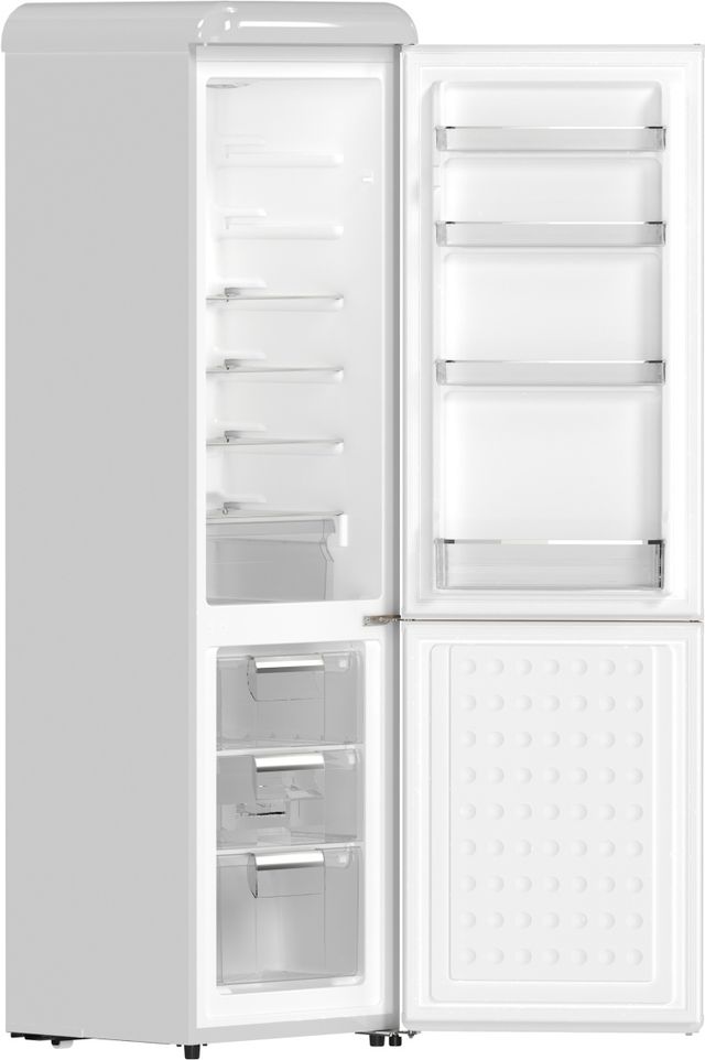 FORNO® Storico Alta Qualita 22" 9 Cu. Ft. White Retro Counter Depth Bottom Freezer Refrigerator with Copper Tone Handle-3