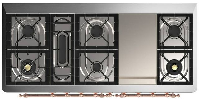 Ilve® Majestic III 60" Antique White Pro Style Dual Fuel Natural Gas Range with Triple Glass Door and Copper Trim-2