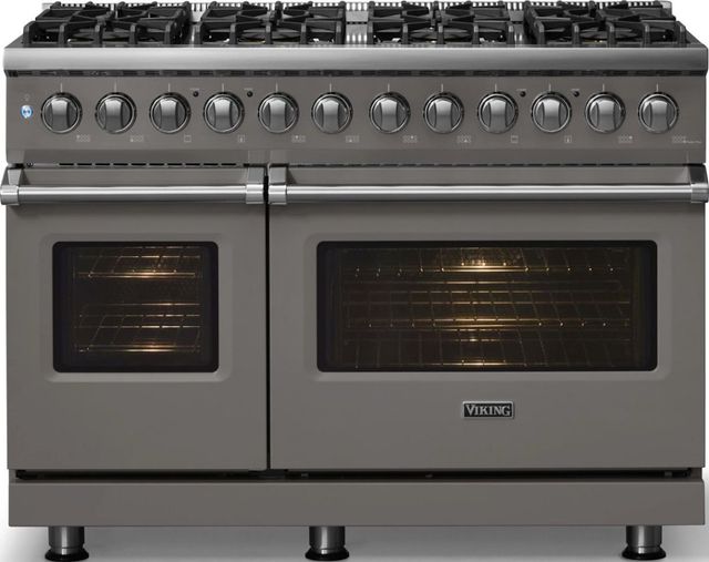 Viking® 5 Series 48" Damascus Gray Pro Style Dual Fuel (LP) Range with Polished Chrome Trim-2