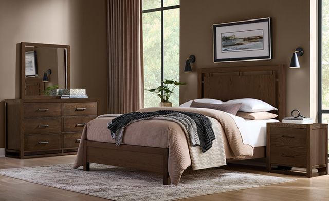 Vaughan-Bassett Lodge & Loft Dark Oak King Floating Panel Bed-1