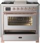 Ilve® Majestic III 36'' Stainless Steel Pro Style Dual Fuel Natural Gas Range with Triple Glass Door and Copper Trim-1