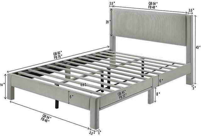 Crown Mark Lucia Light Gray Queen Platform Bed-2