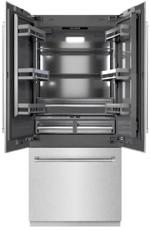 ZLINE 36" 19.6 Cu. Ft. Satin Stainless Steel Built-In French Door Refrigerator with Graphite Gray Interior-1