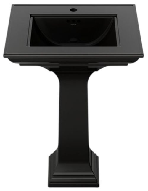 Kohler Memoirs® Stately Black 25" Rectangular Pedestal Bathroom Sink-1