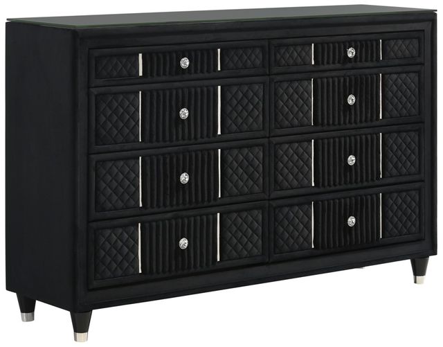 black velvet dresser Priscilla & Mirror its stunning mirrored finish creates a luxurious and expansive feel Crown Mark Armany Black Dresser