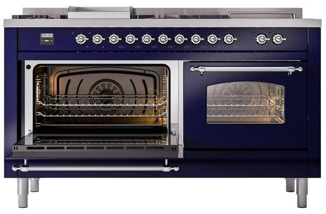 Ilve® Nostalgie II Series 60" Midnight Blue Pro Style Dual Fuel Range-1