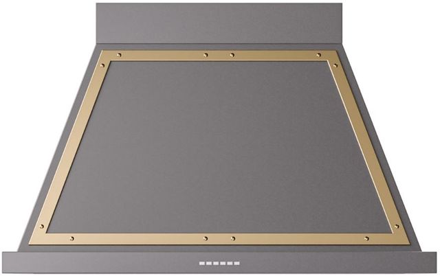 Ilve® Nostalgie II Noblesse 40" Graphite Matte Wall Mounted Range Hood with Brass Trim-0