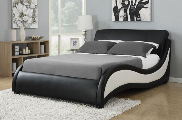 Coaster® Niguel Black and White Eastern King Upholstered Bed-1