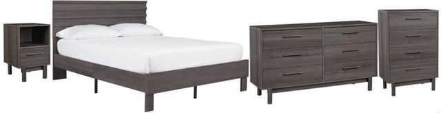 Signature Design by Ashley® Brymont 4-Piece Dark Gray Queen Platform Bed Set-0