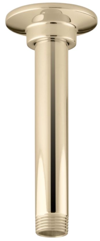 KOHLER® Vibrant French Gold 6" Ceiling-Mount Single-Function Rainhead Arm and Flange-0
