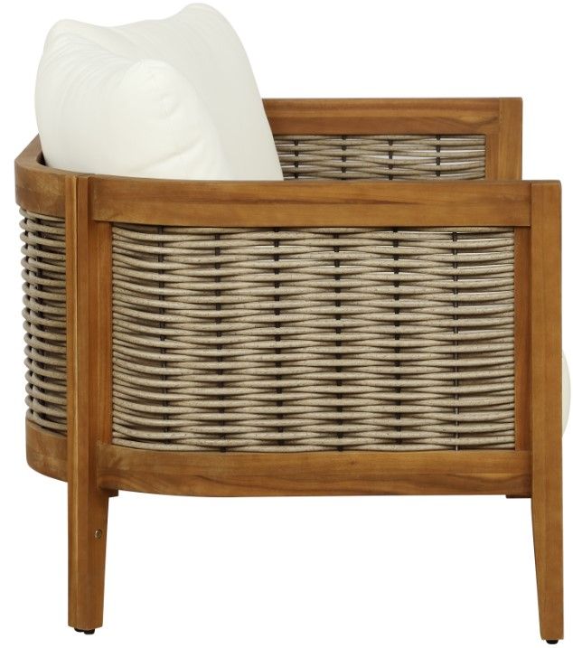 Linon St. Lucia 2-Piece Beige/Brown Acacia/Fabric Outdoor Conversation Set-4