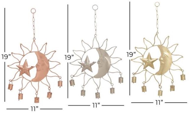 Deco Marche Multi-Colored Sun and Moon 19" Windchime-3