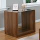 Furniture of America® Langenthal Black Glass End Table with Dark Walnut Base-0