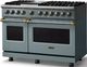 Viking® 5 Series 48" Novembery Sky Pro Style Dual Fuel (NG) Range with Brushed Brass Trim-3