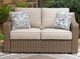 Signature Design by Ashley® Laguna Heights Beige/Gray Fabric/Resin Wicker Outdoor Loveseat-1