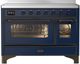 Ilve® Majestic III 48" Midnight Blue Pro Style Induction Range with Triple Glass Door and Burnished Trim-0