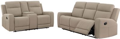 Front view of the Coaster® Brentwood 2-Piece Taupe Manual Reclining Set