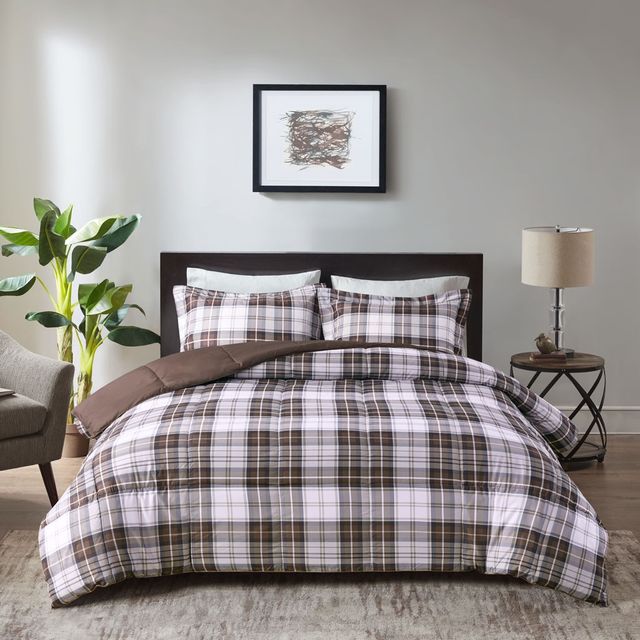 Olliix by Madison Park Essentials Parkston Brown King/California King 3M Scotchgard Down Alternative All Season Comforter Set-0