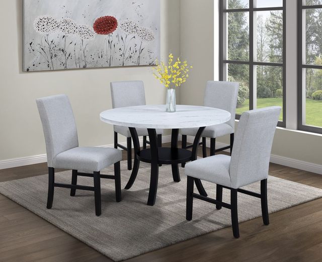 Crown Mark Isla White Dining Table with Black Base-1